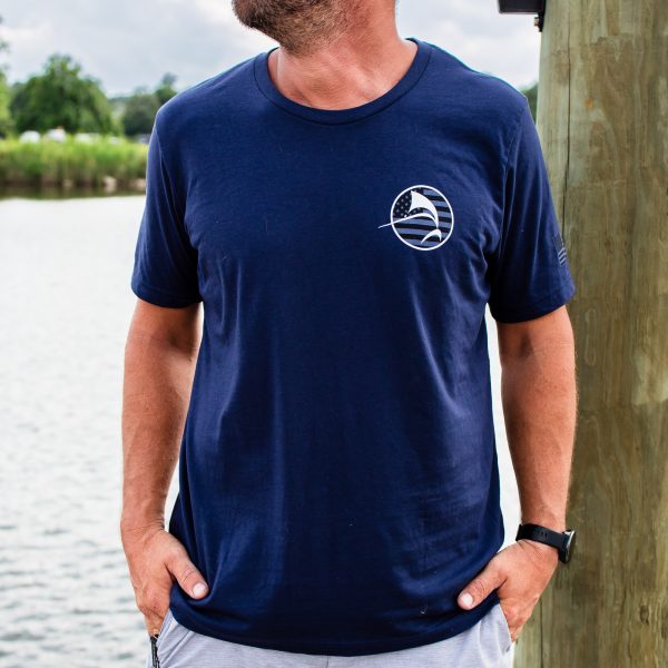 American Flag Circle Fish Cotton Short Sleeve Shirt - Image 2