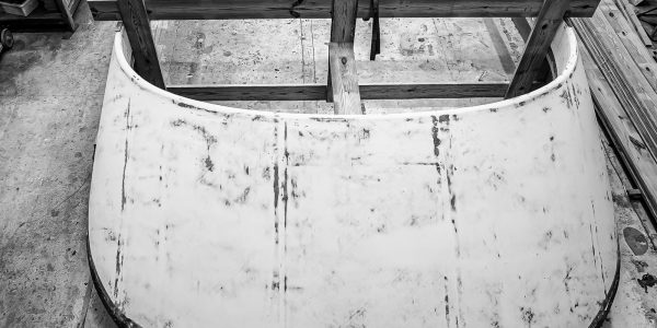 Bridge planked; Awlfair/primer applied and sanding in progress
