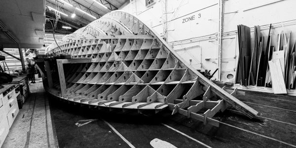 Stringers being shaped in place