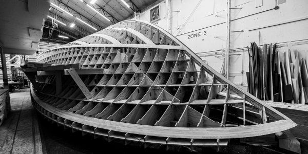 Shaping of chine, and sheer log in progress