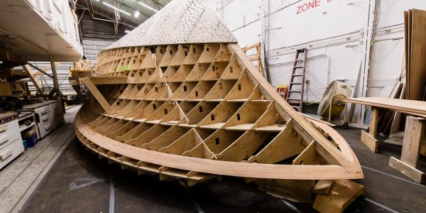 First layer of bottom planking