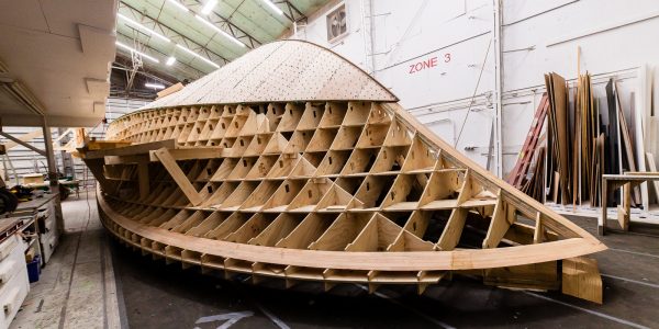 Final layer of bottom planking in progress
